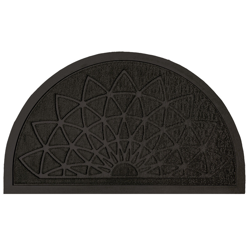 Tapis d'extérieur demi lune motif rosace relief 45x75cm