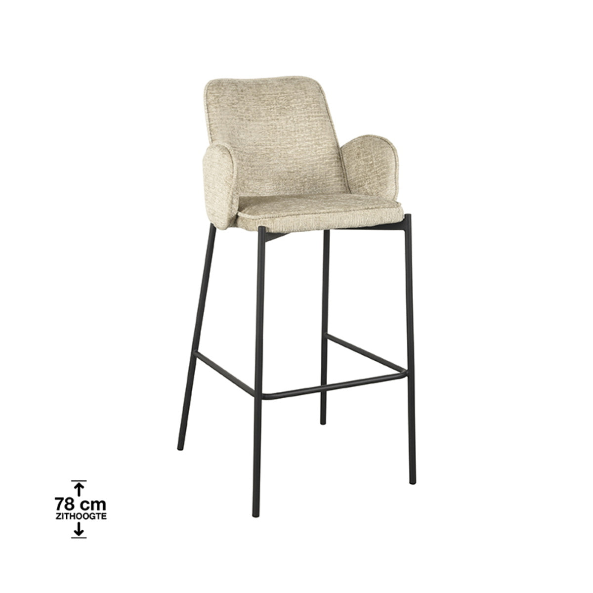 LABEL51 Barkruk Joni - Beige - Zithoogte 77cm - Set van 2