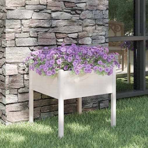 NNEVL Garden Planter White 70x70x70 cm Solid Pinewood