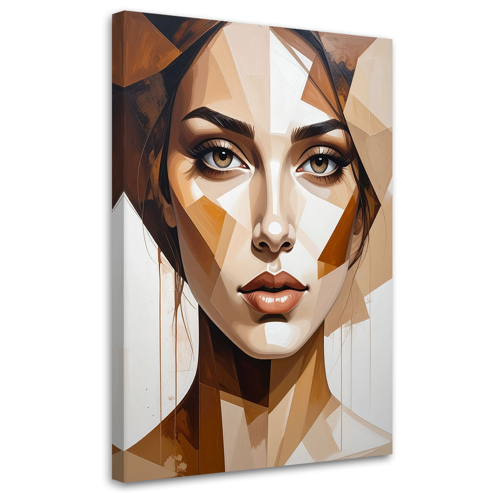 Obraz do salonu sypialni loftu, Beżowy Portret Kobiety 20x30
