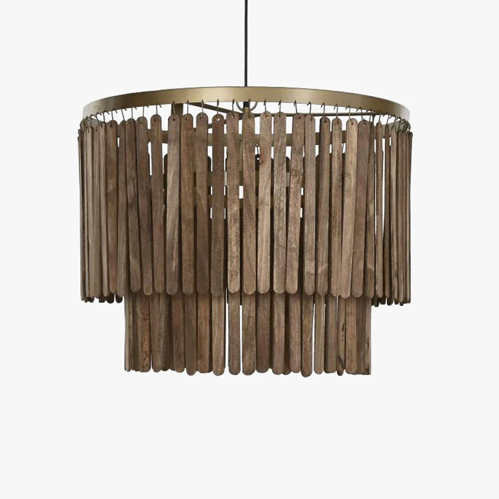 Candeeiro de Teto Ripas Madeira LUXE