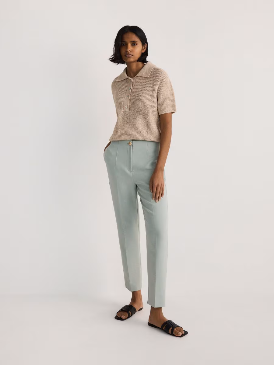 Plain Cotton Rich Cigarette Trousers