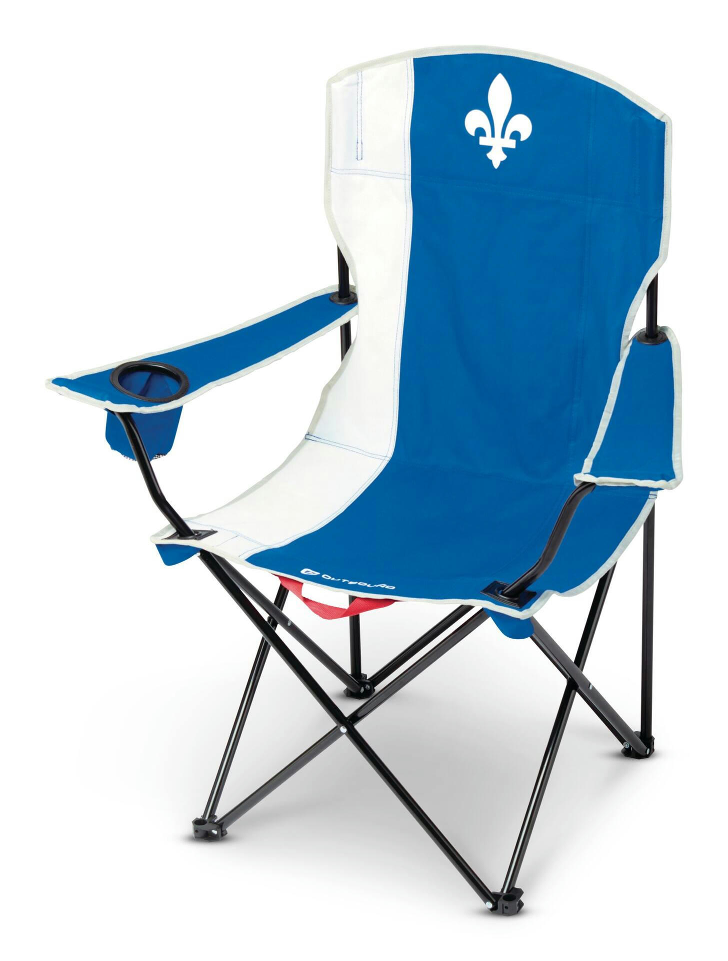 Fleur-de-Lys Portable Folding Camping Quad Chair w/ Cup Holder & Carry Strap