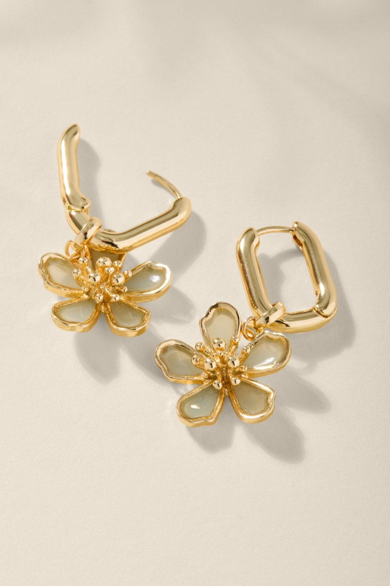 Mona Flower Charm Hoop Earrings