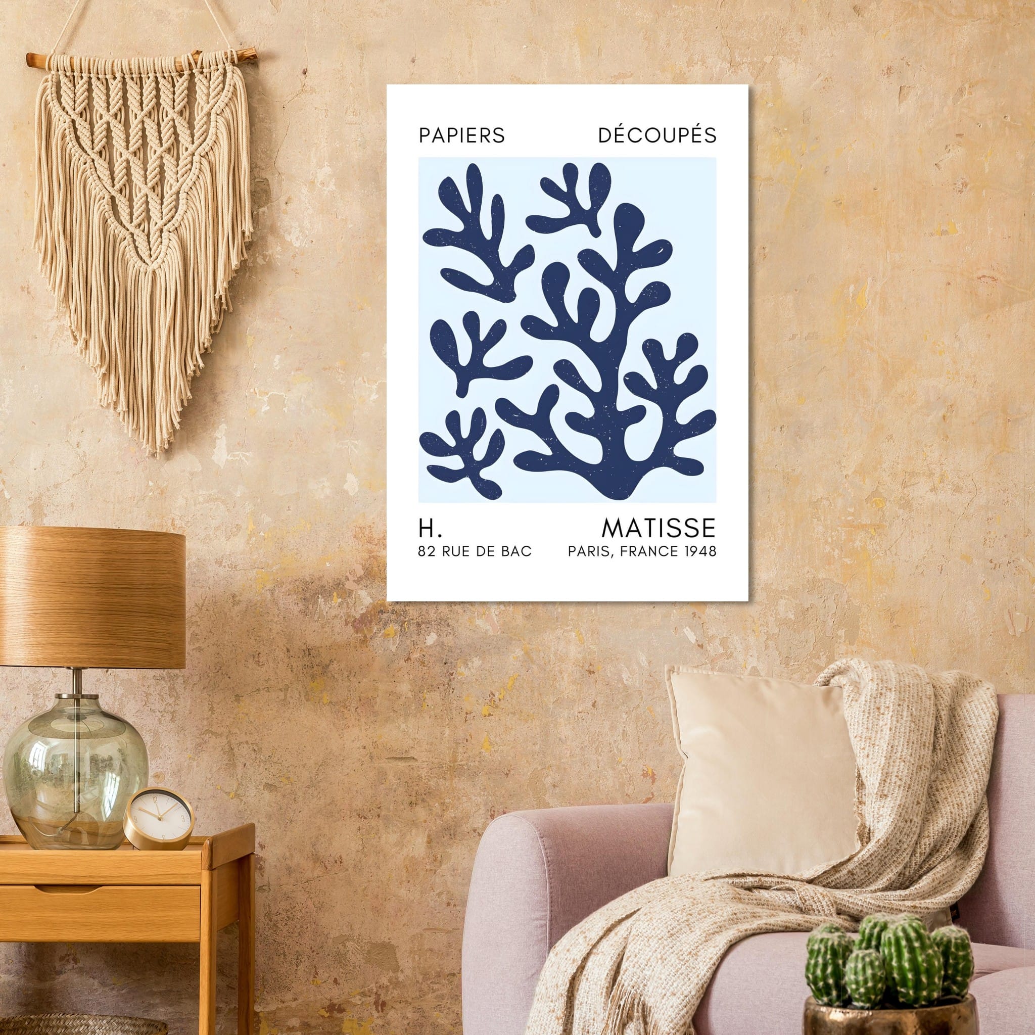 Artfulprints Poster Matisse – Coral shadows navy blue I  - 70x100 cm - Blauw