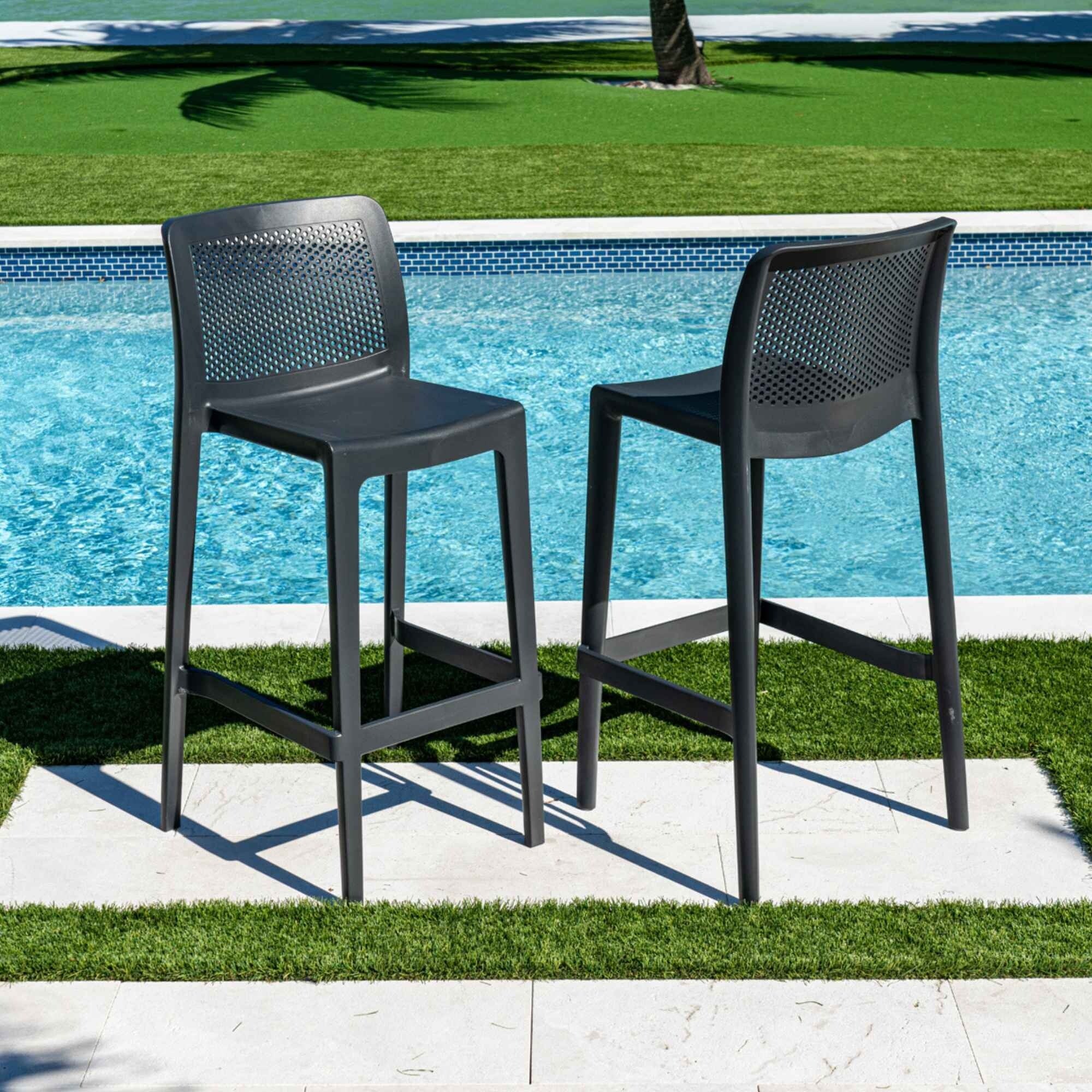 Lisa Set of 2 Barstools - Anthracite