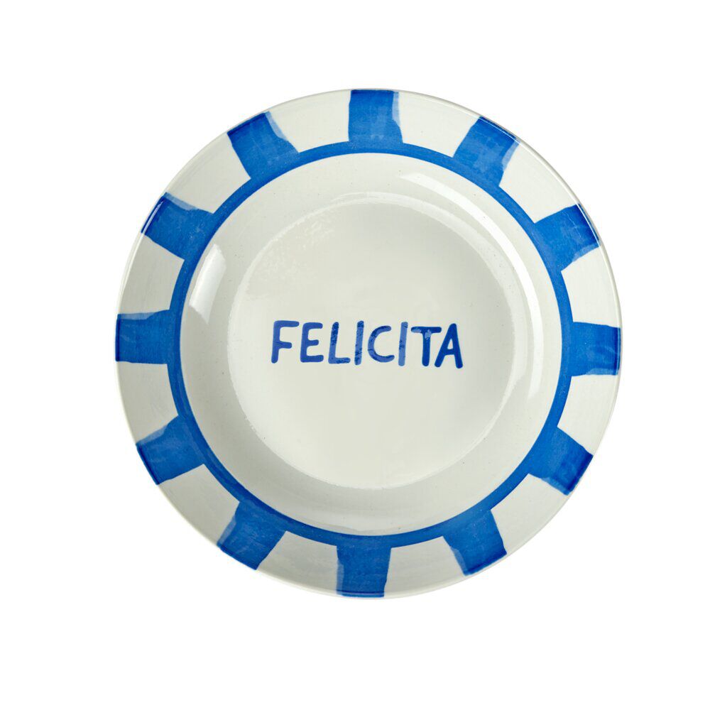 Assiette creuse porcelaine "Felicita" blanche et bleue Ø20cm