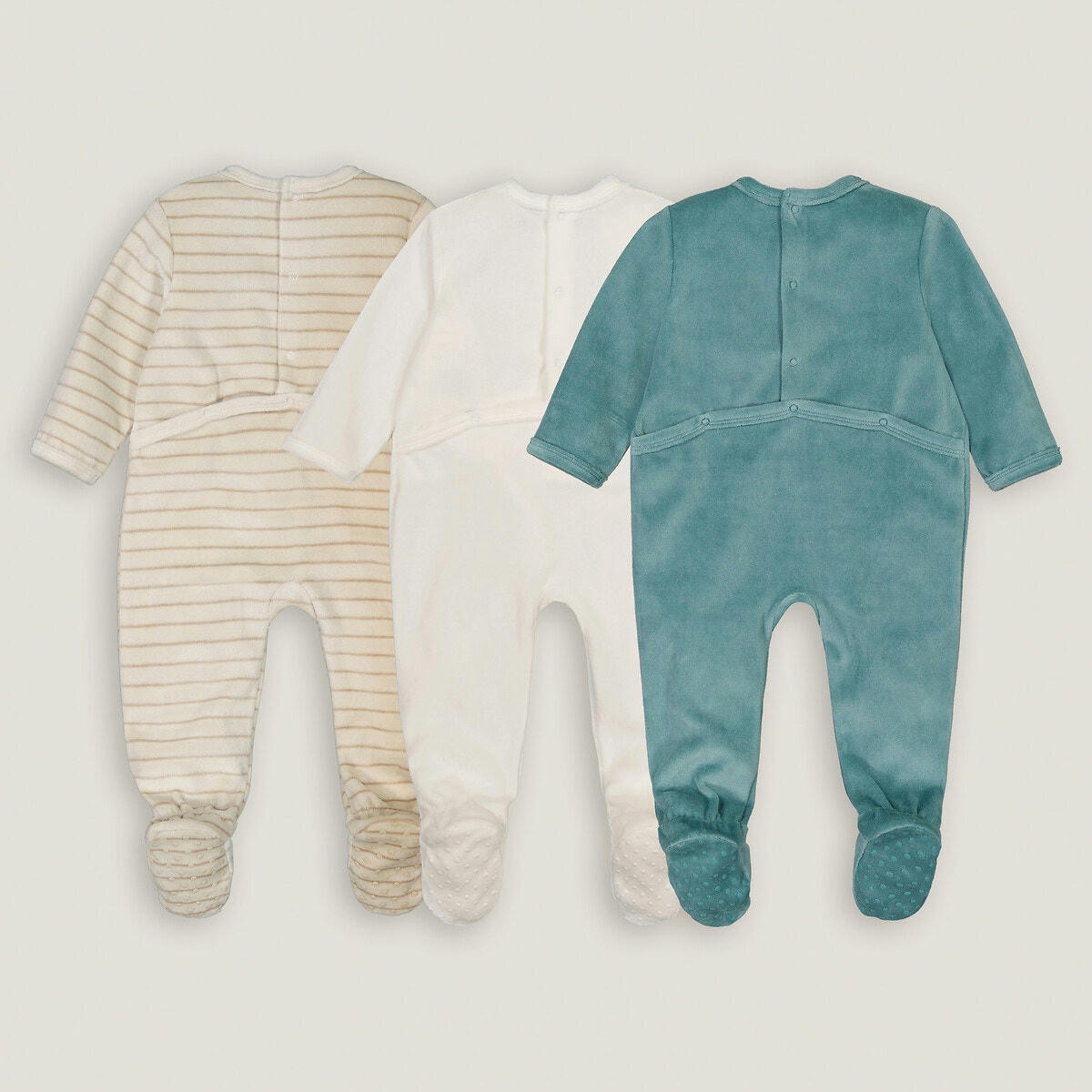 Lot de 3 pyjamas 1 pièce en velours