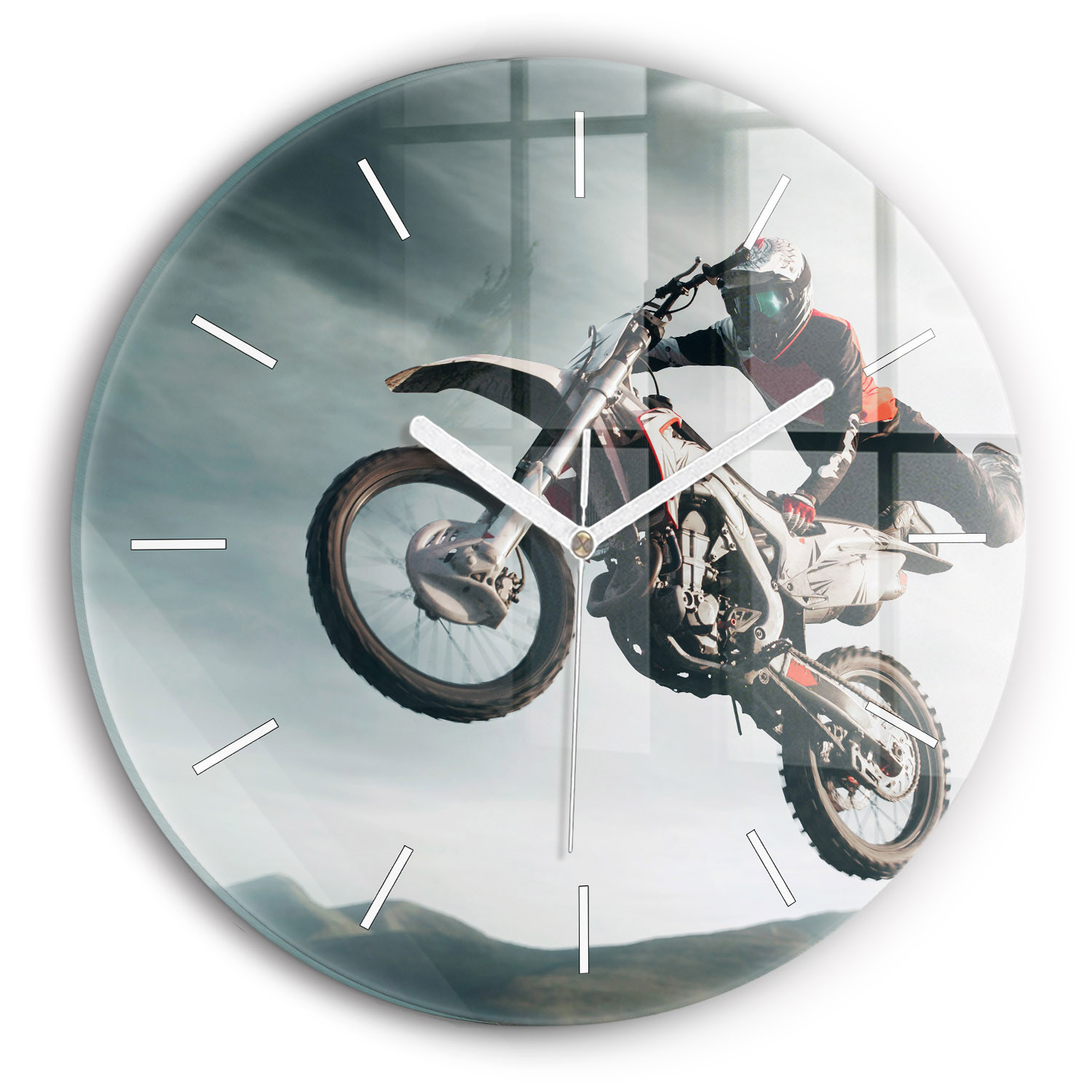 Ścienny Zegar szklany ozdobny Motorowy Styl Adrenalina