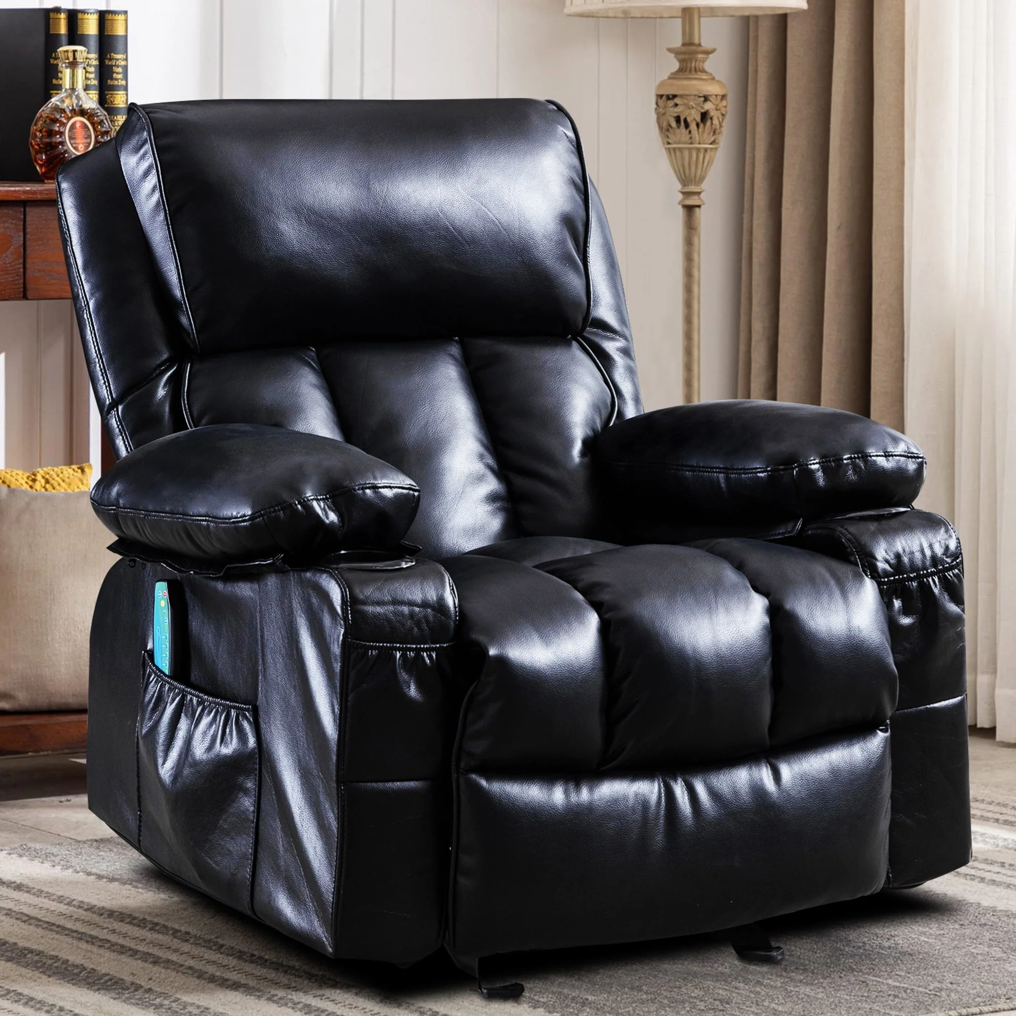 Faux leather Massage Recliner Chair, Rocker Recliner, Heat Function