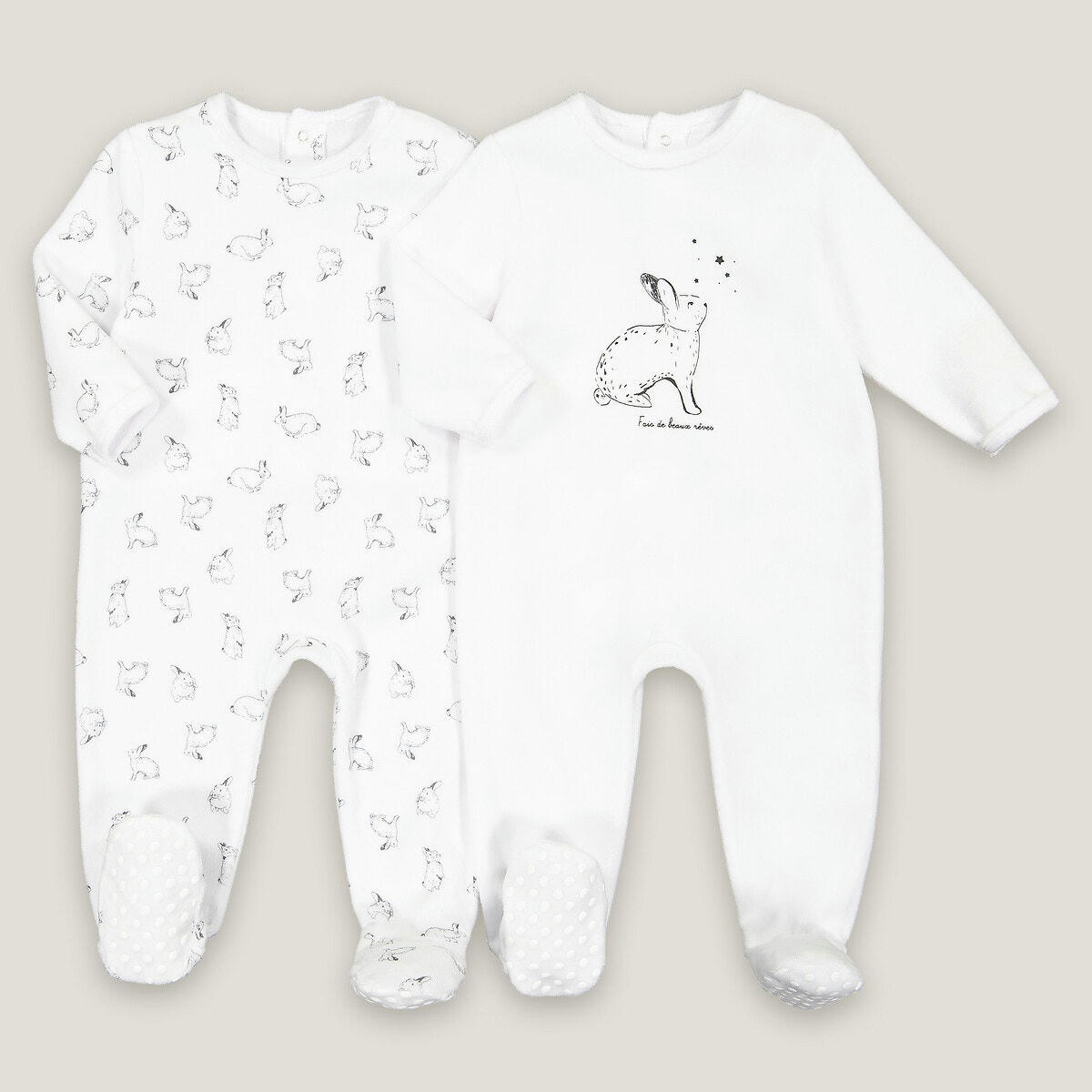 Lot de 2 pyjamas 1 pièce en velours