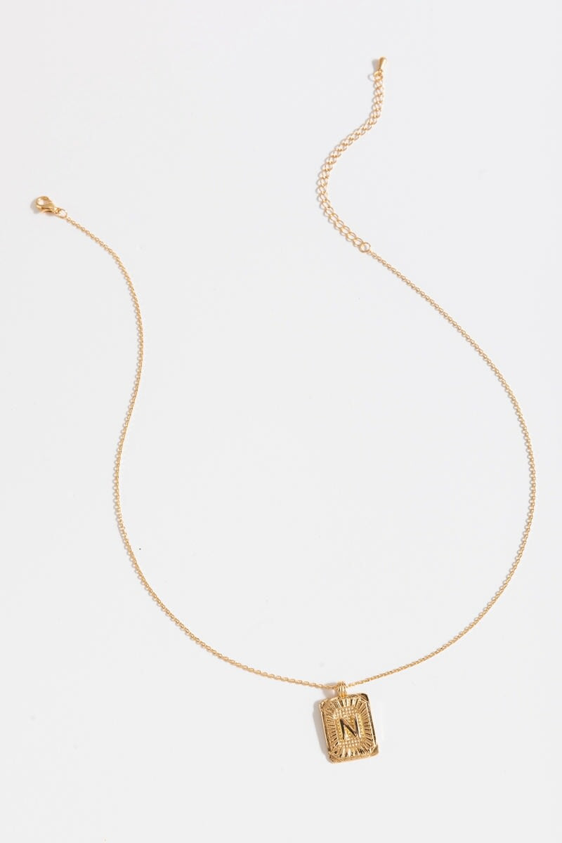 Initial ID Tag Pendant Necklace