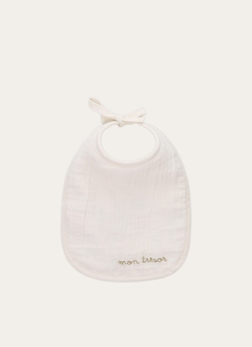 BAVOIR EN GAZE DE COTON AVEC BRODERIE VERT
