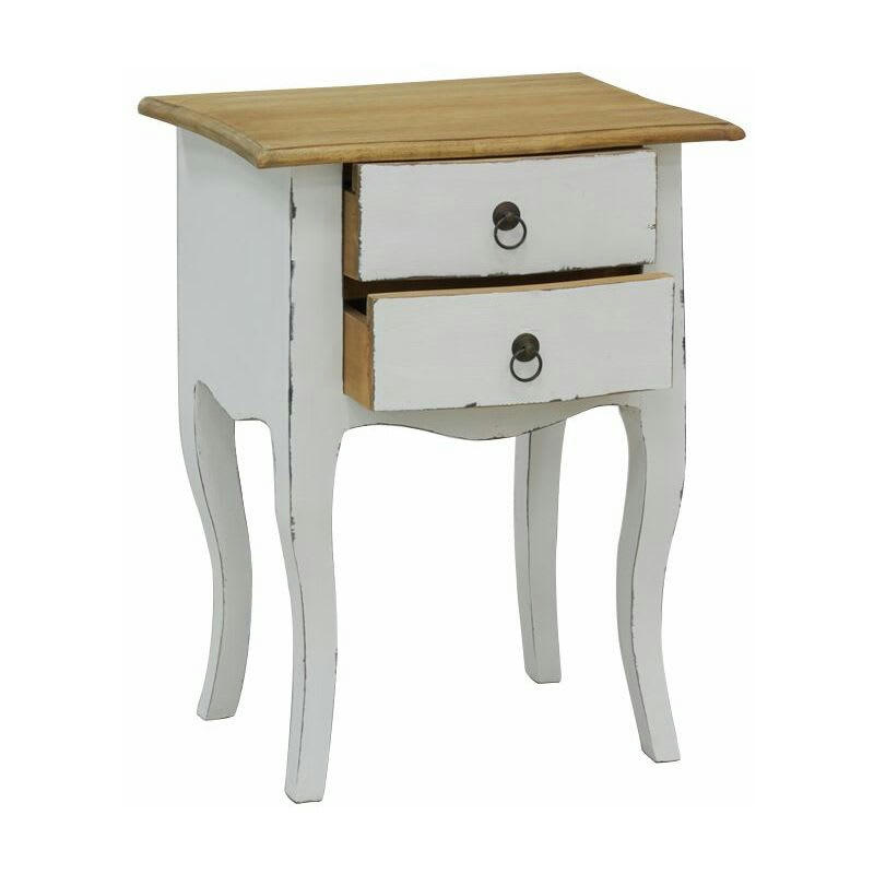 - Table de nuit 2 tiroirs en bois blanc