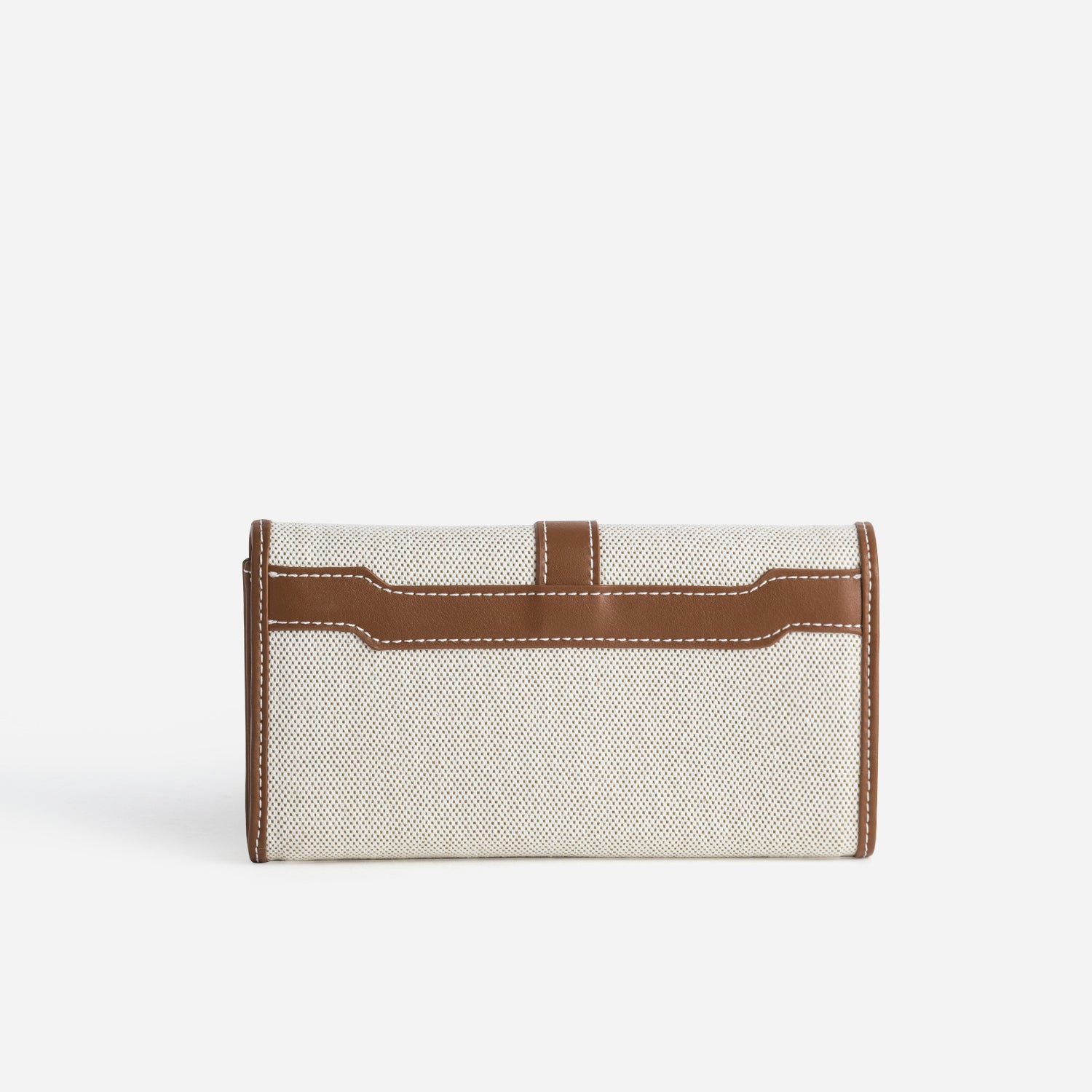 Portefeuille écru et camel