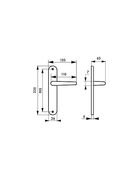 Ensemble de poignées pour porte intérieure Hebe sans trou, carré 7mm, entr'axes 195mm, laqué blanc - THIRARD