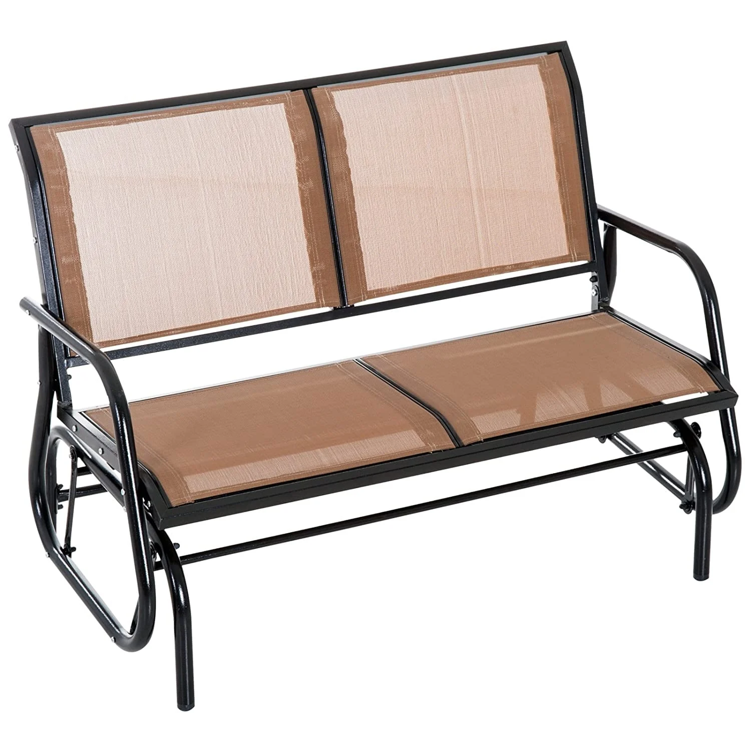 Outsunny 2-Person Glider Rocking Chair with Smooth Armrest, Breathable Mesh Fabric for Backyard Garden