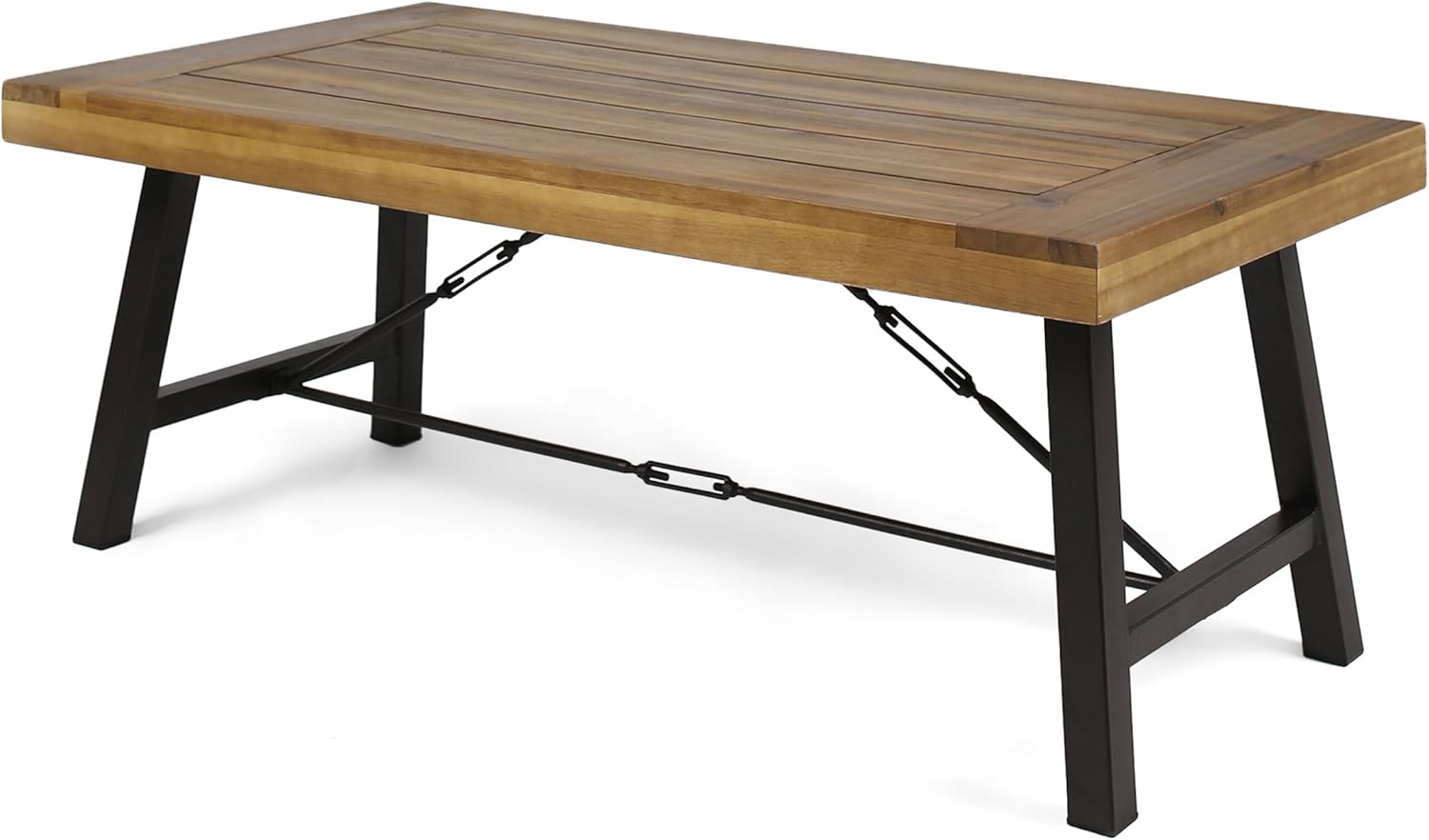 Christopher Knight Home Catriona Outdoor Acacia Wood Coffee Table, Teak Finish / Rustic Metal Brown and Black