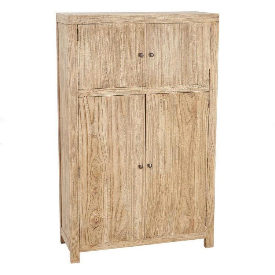 - Armoire en manguier naturel 100x40x160 cm, 2 portes et 2 tiroirs