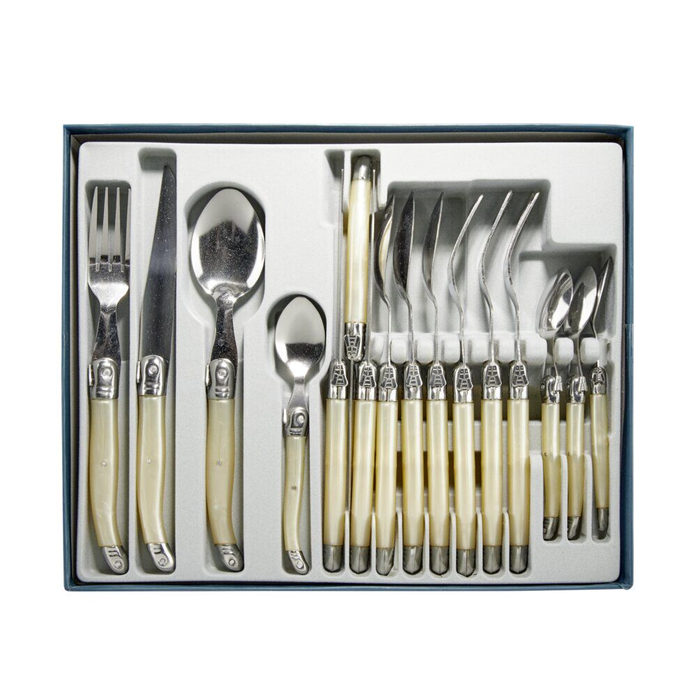 Ménagère Laguiole inox couleur ivoire 26x31cm