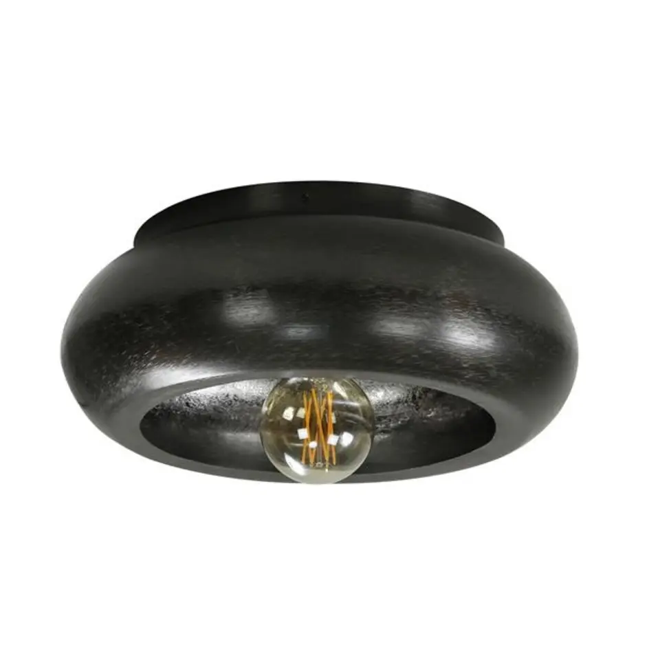 Zwarte plafondlamp Skyler rond &Oslash;42 cm - Nikkel - Zwart