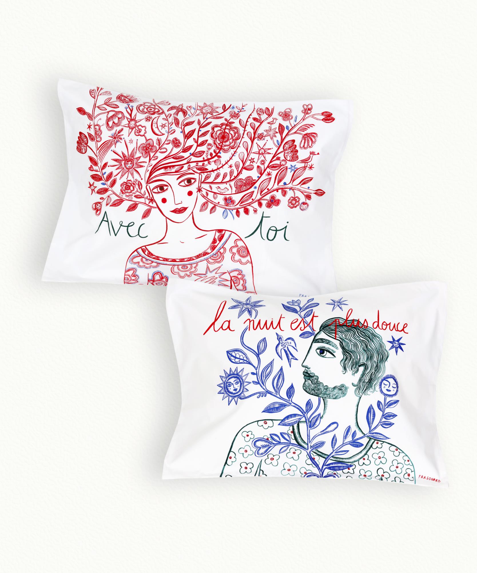 2 Taies d' oreiller Douce Nuit - 50 x 70 cm