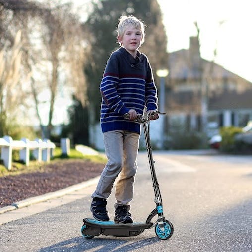 NNEMB Kids Electric Scooter 140W Children Toy Battery Blue Boys Ride