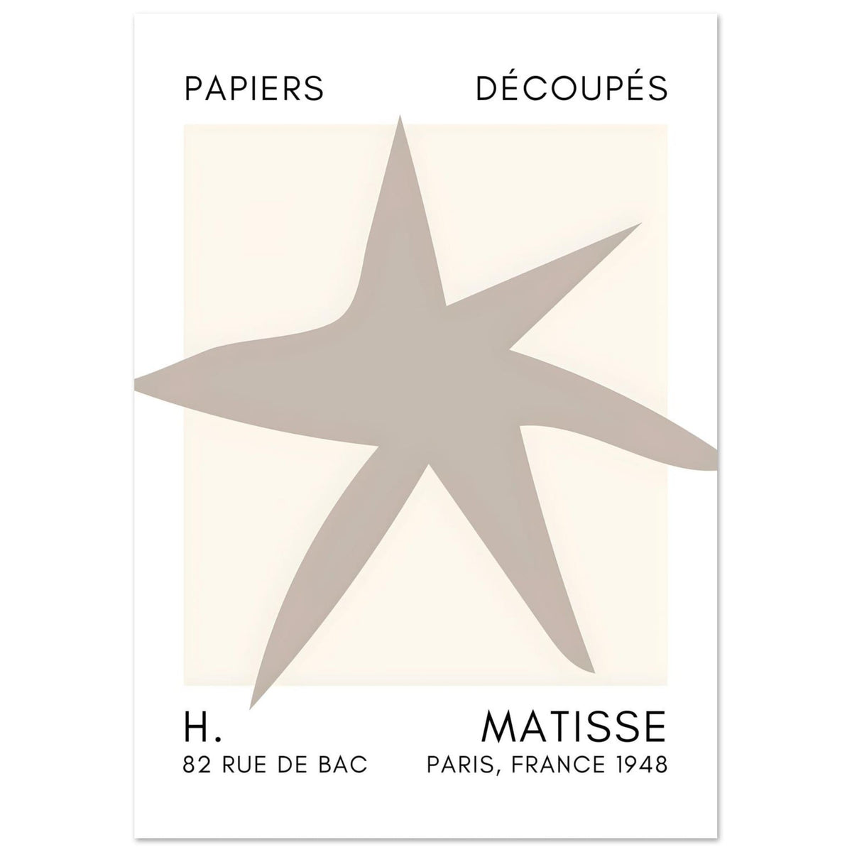 Artfulprints Poster Matisse – Star of the sea grey  - A4 21x29.7 cm - Grijs