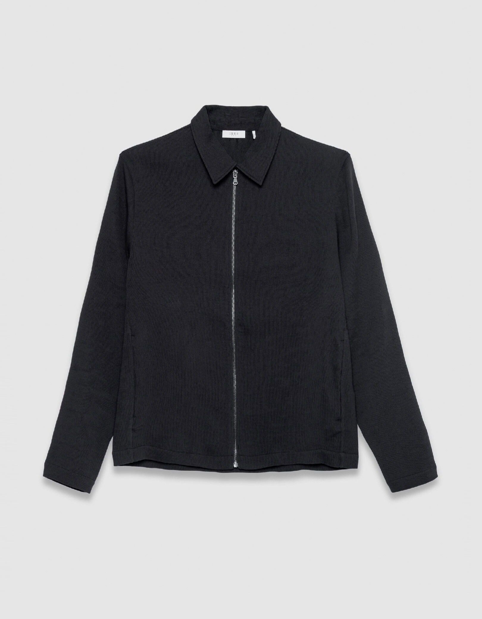 Cardigan zippé noir tissu plissé Homme