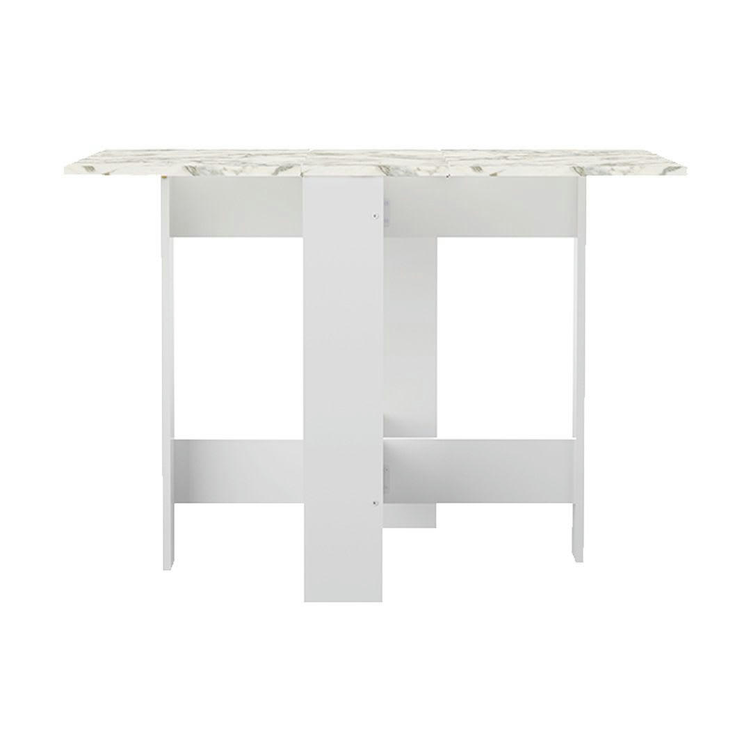 PAPILLON - Table effet bois blanc et marbre