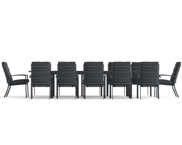 Jette-Sinta 13-Piece Extension Dining Setting - Gunmetal Grey
