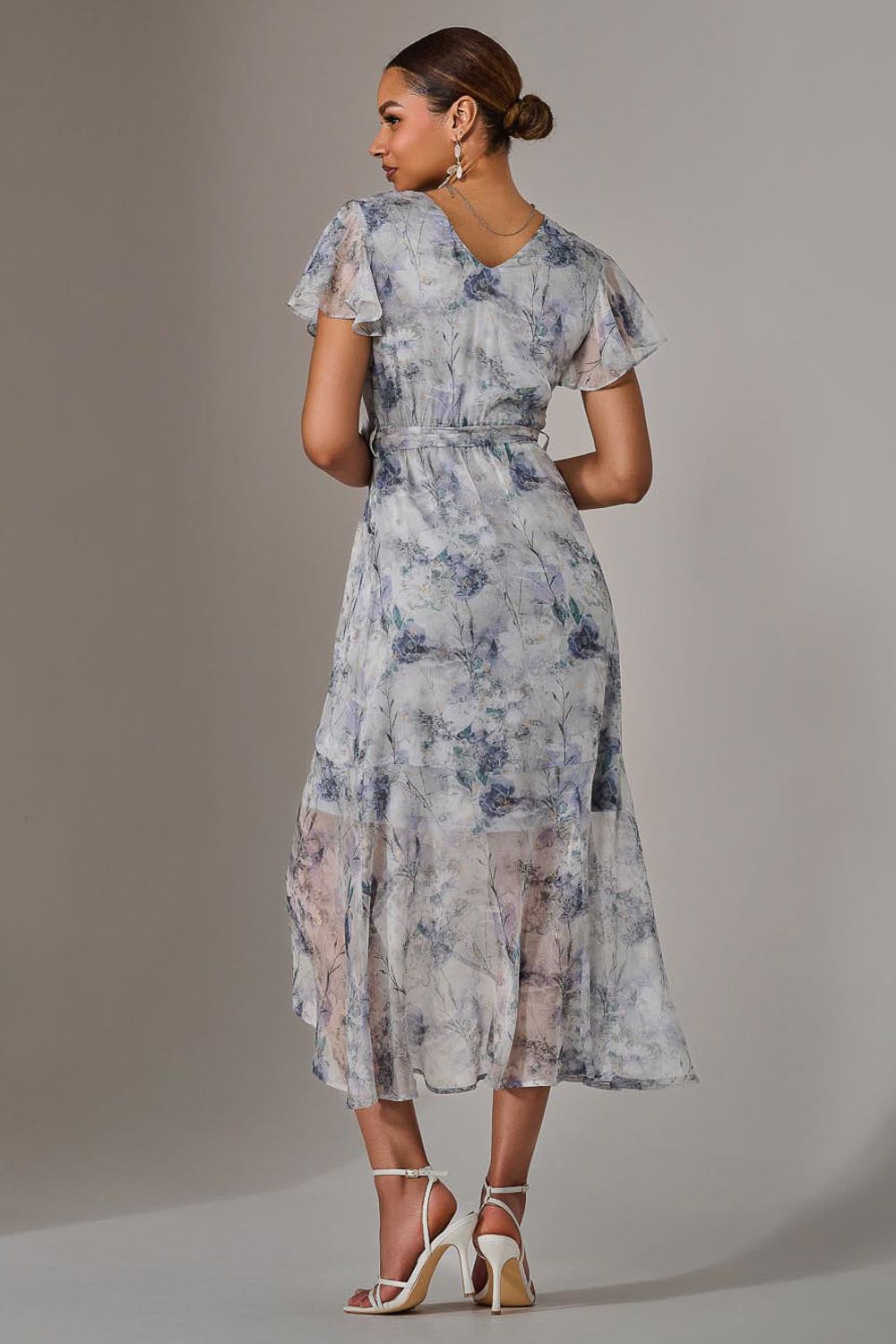 Jolie Moi Chiffon Wrap Midi Dress