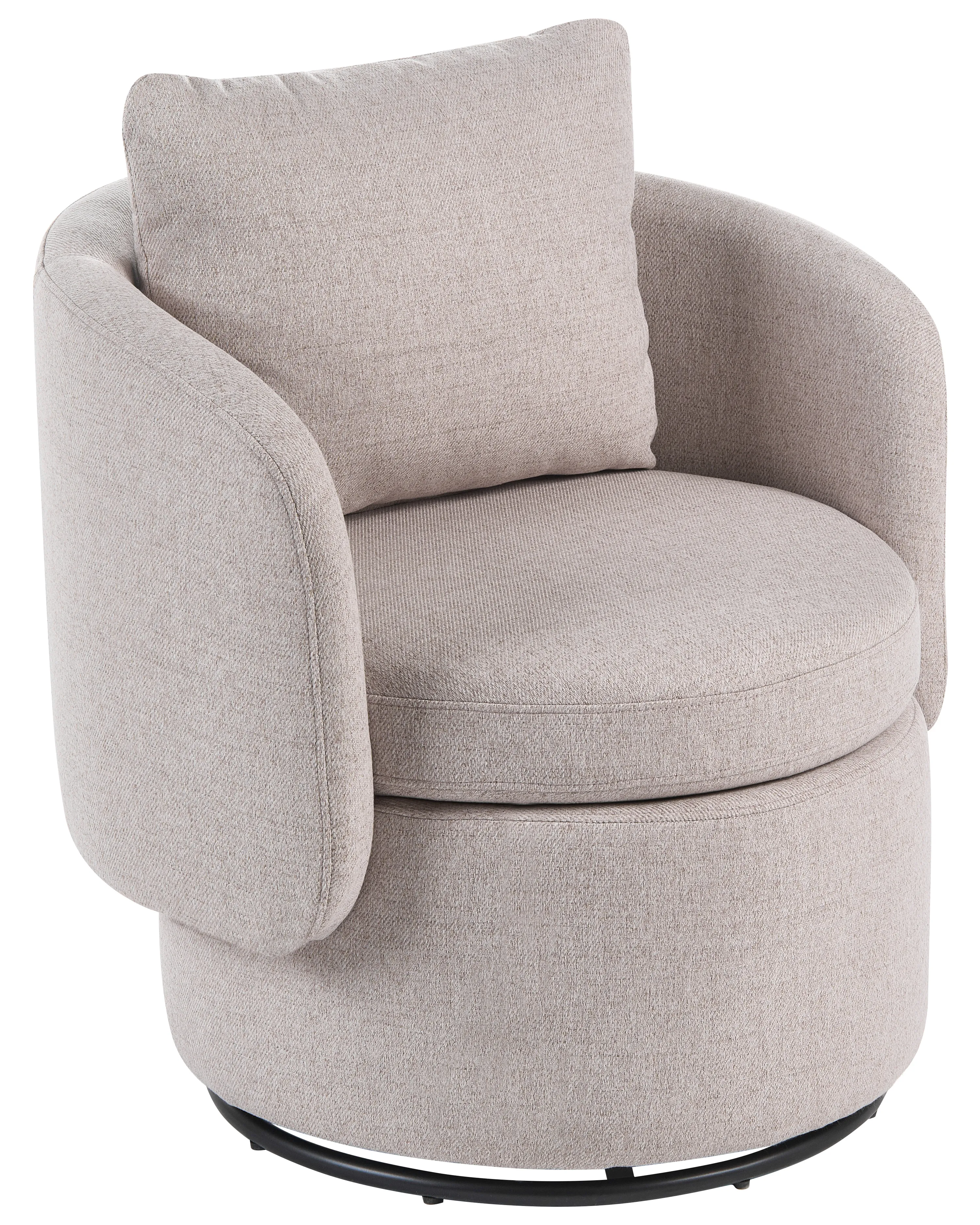Swivel Armchair HORSENS with Storage Fabric Beige