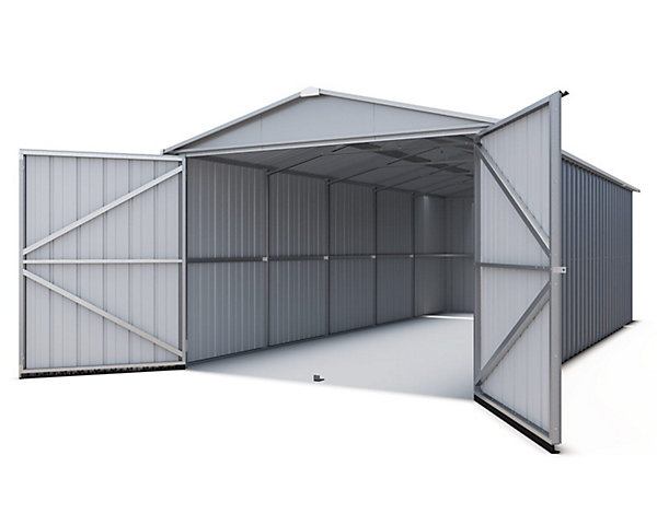 Garage métal gris 17,36 m2 Yardmaster   kit d'ancrage