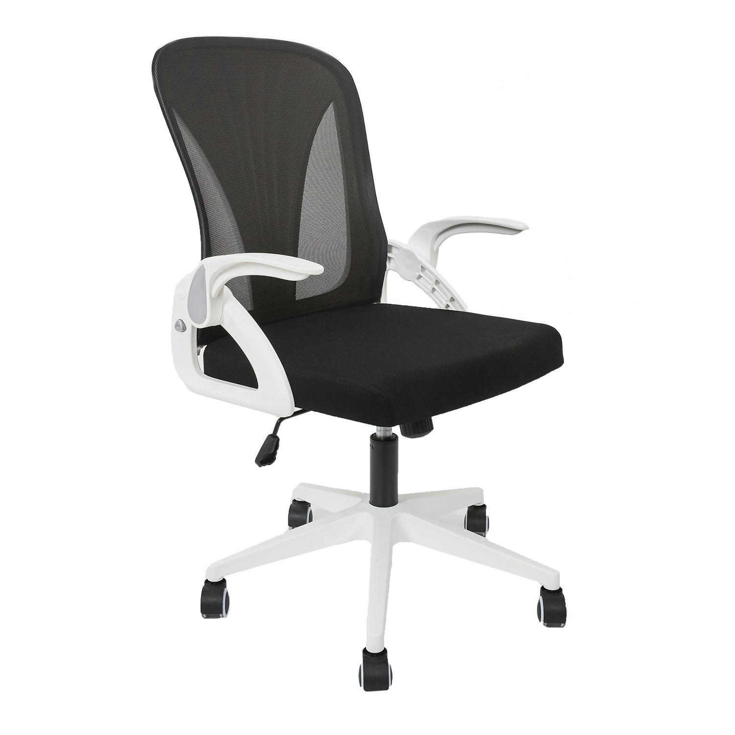 - Fauteuil de bureau rabattable à roulettes avec accoudoirs blanc