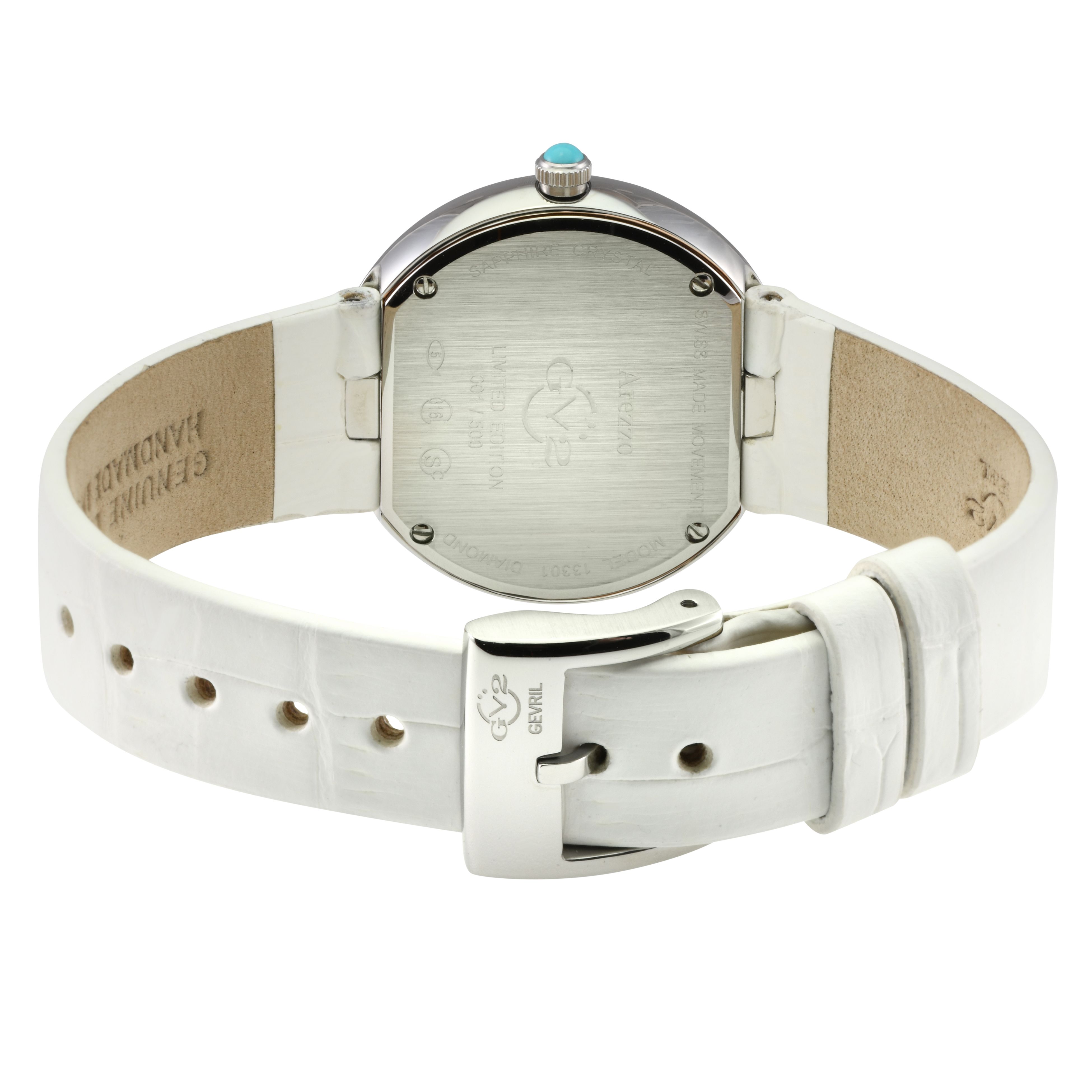 GV2 Arezzo Swiss Quartz Diamond Genuine Italian Handmade Leather Watch