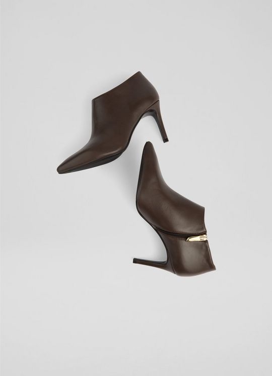 Elle Brown Leather Ankle Boots