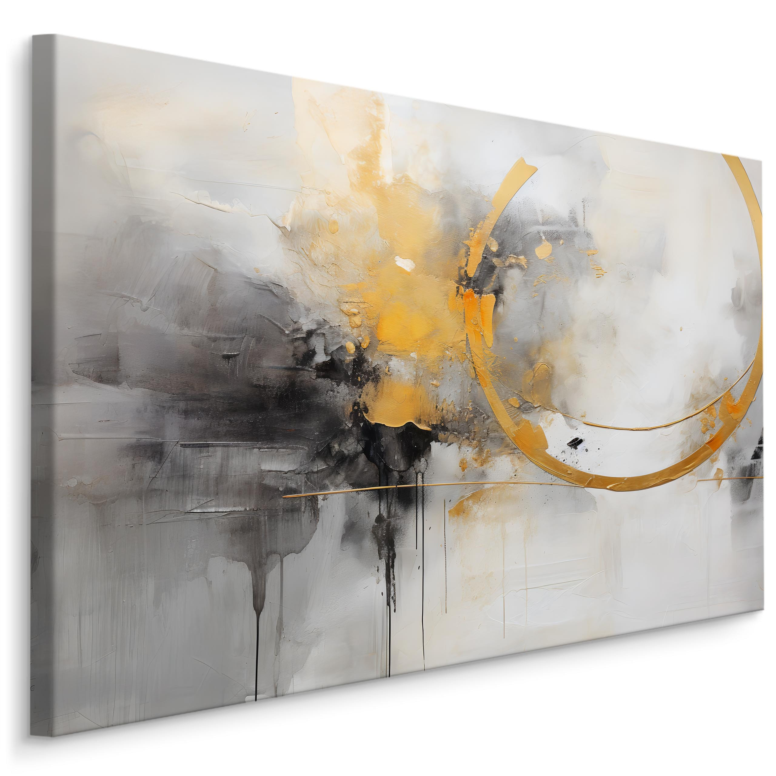 Obraz Czarno-Żółty Abstrakcyjny Malunek 30x20cm
