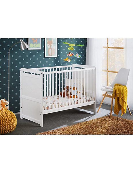 Berceau en bois de pin TYMEK 67x124 x H 56,90 cm-Blanc-Sans matelas-Blanc-67.00 --124.00 --67.00