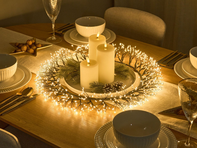 Wieniec świąteczny dekoracja 52 cm czarny LED