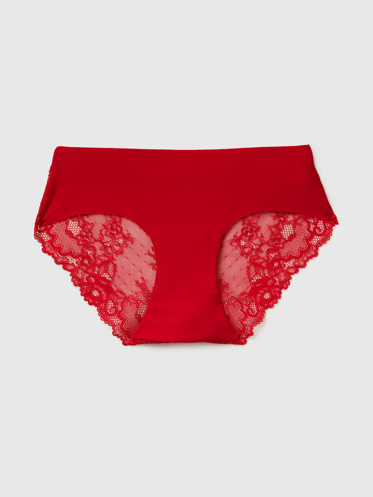 Red stretch underwear with lace