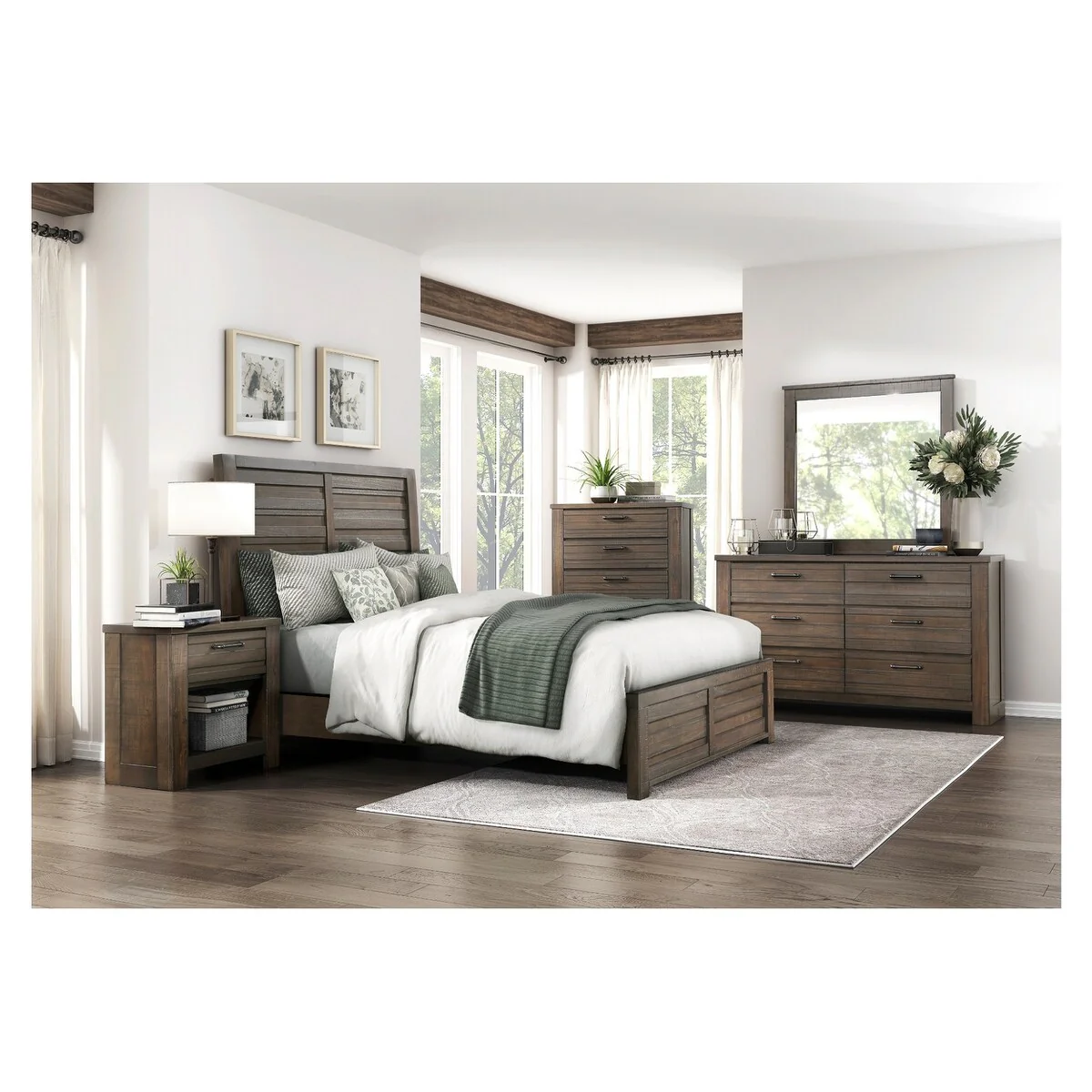 Everdeen 4 Piece Dark Brown Panel Bedroom Set