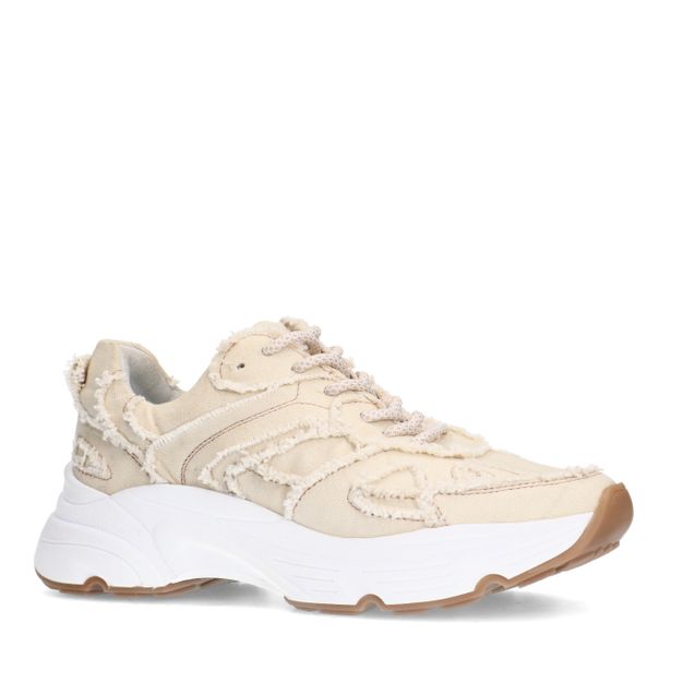 Beige denim sneakers