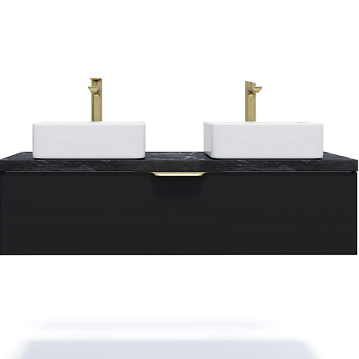 VENICE - Meuble salle de bain 2 vasques posées 120cm 1 tiroir Noir