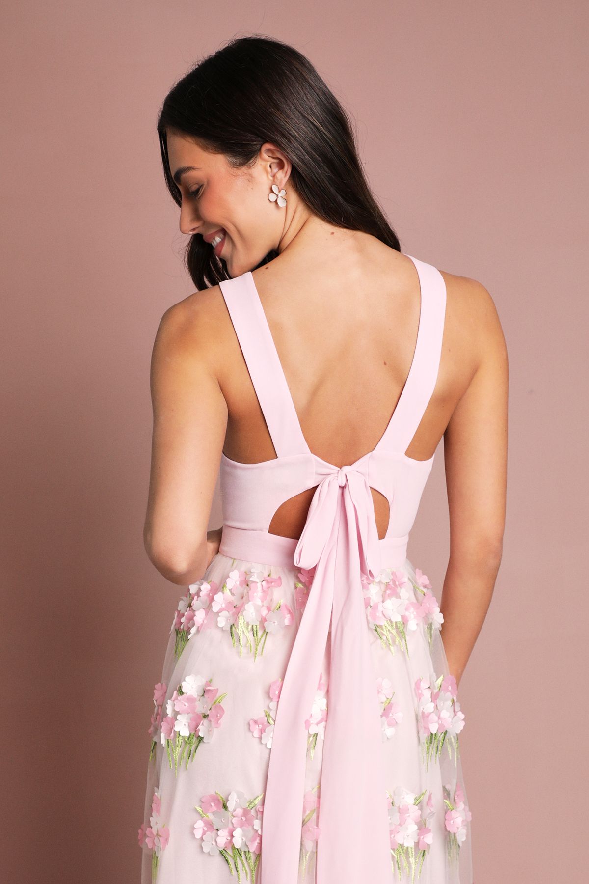 Coast Coast Muse Racer Neck Embroidered Mesh Midi Dress
