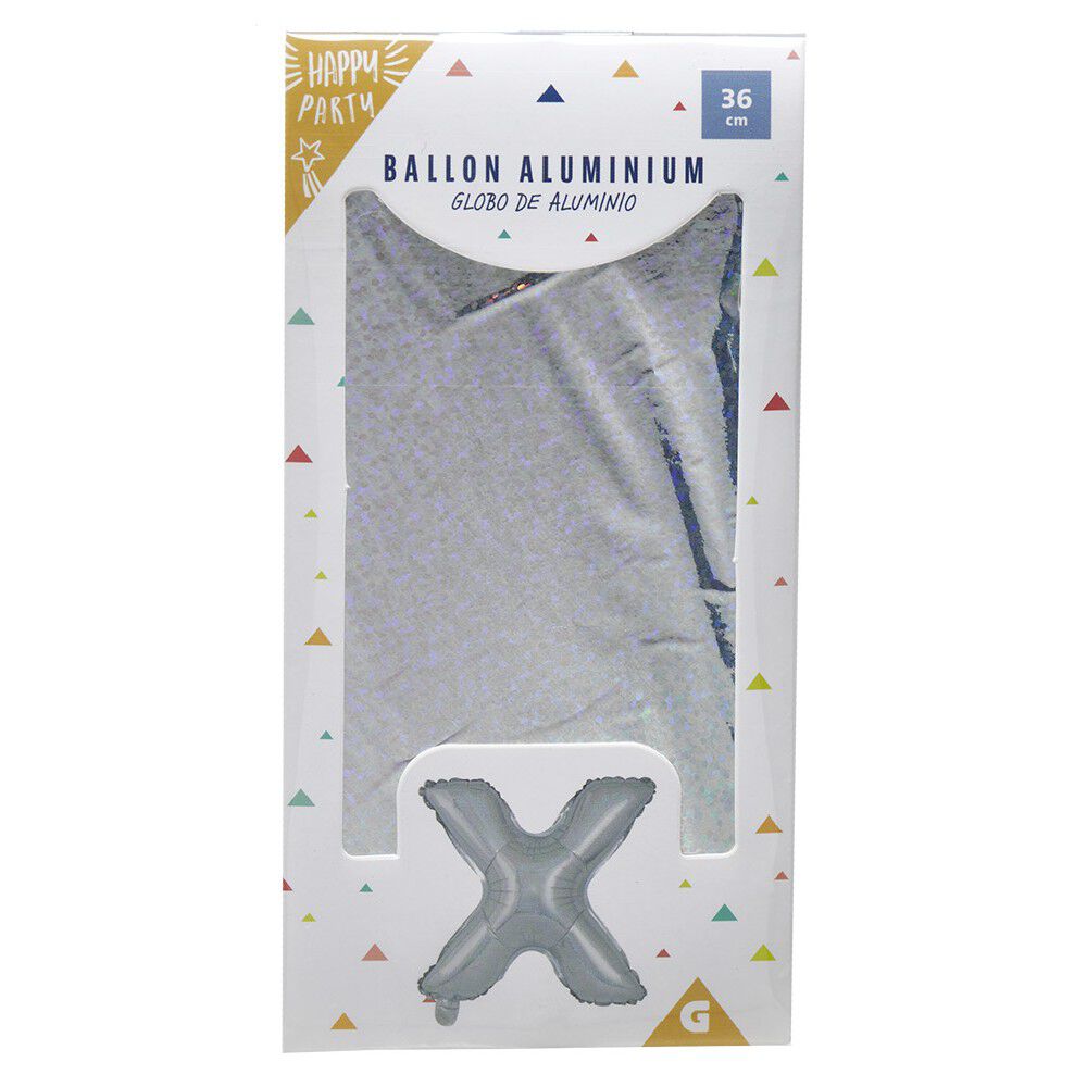 Ballon forme lettre X aluminium (2 modèles argenté ou doré)