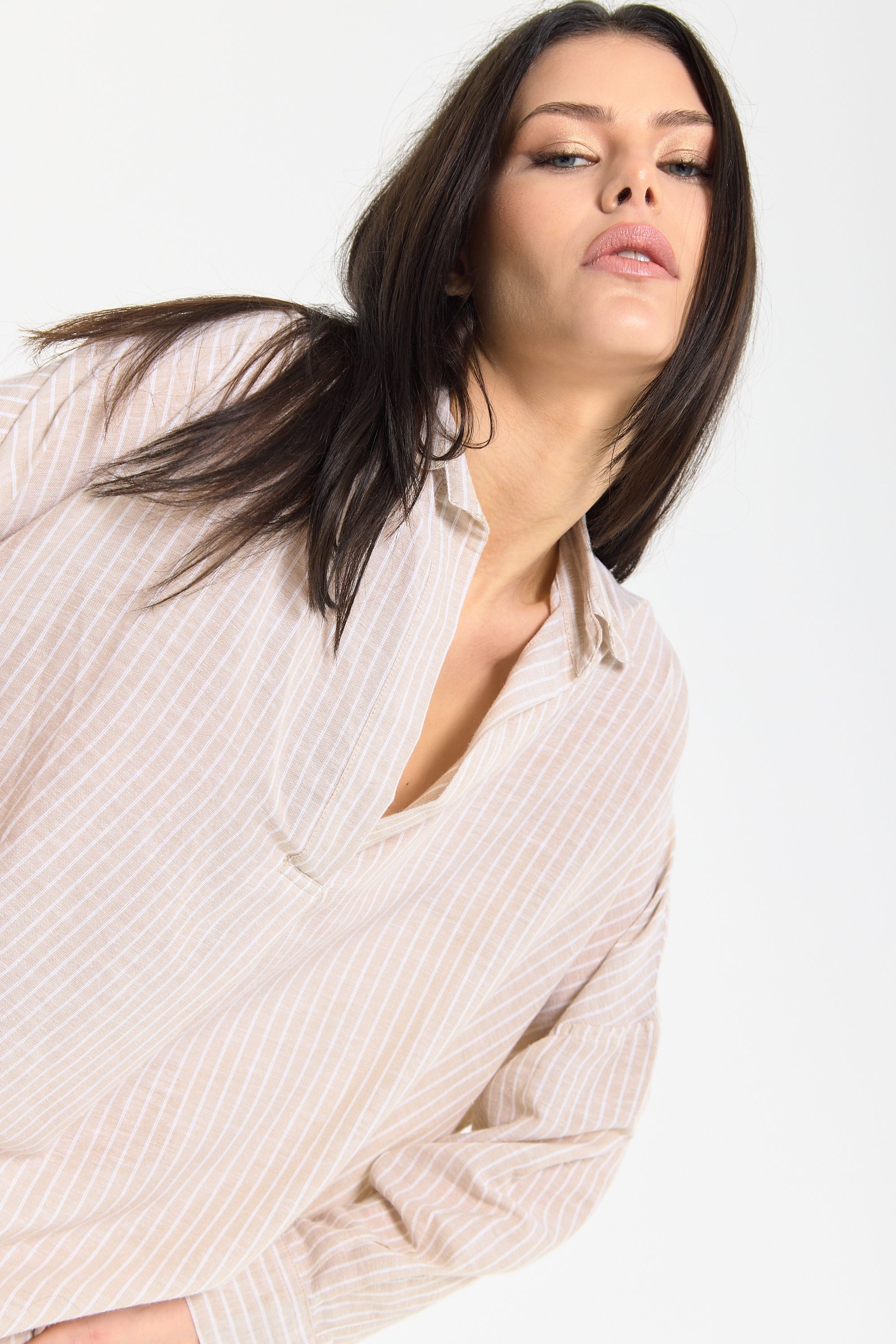 House of Holland Striped Relaxed Cotton Blend Shirt