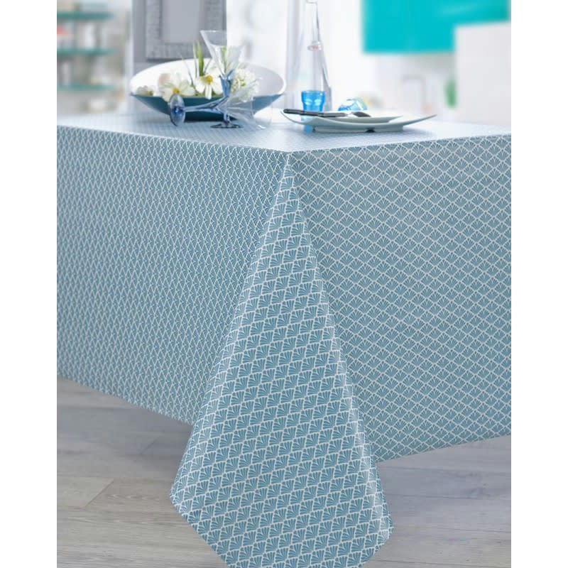 GATSBY - Nappe en coton enduit acrylique pétrole 160x160 cm