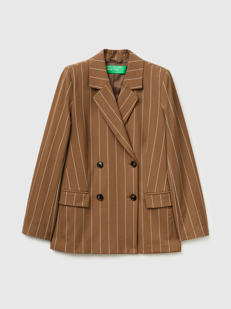 Double-breasted pinstriped jacket