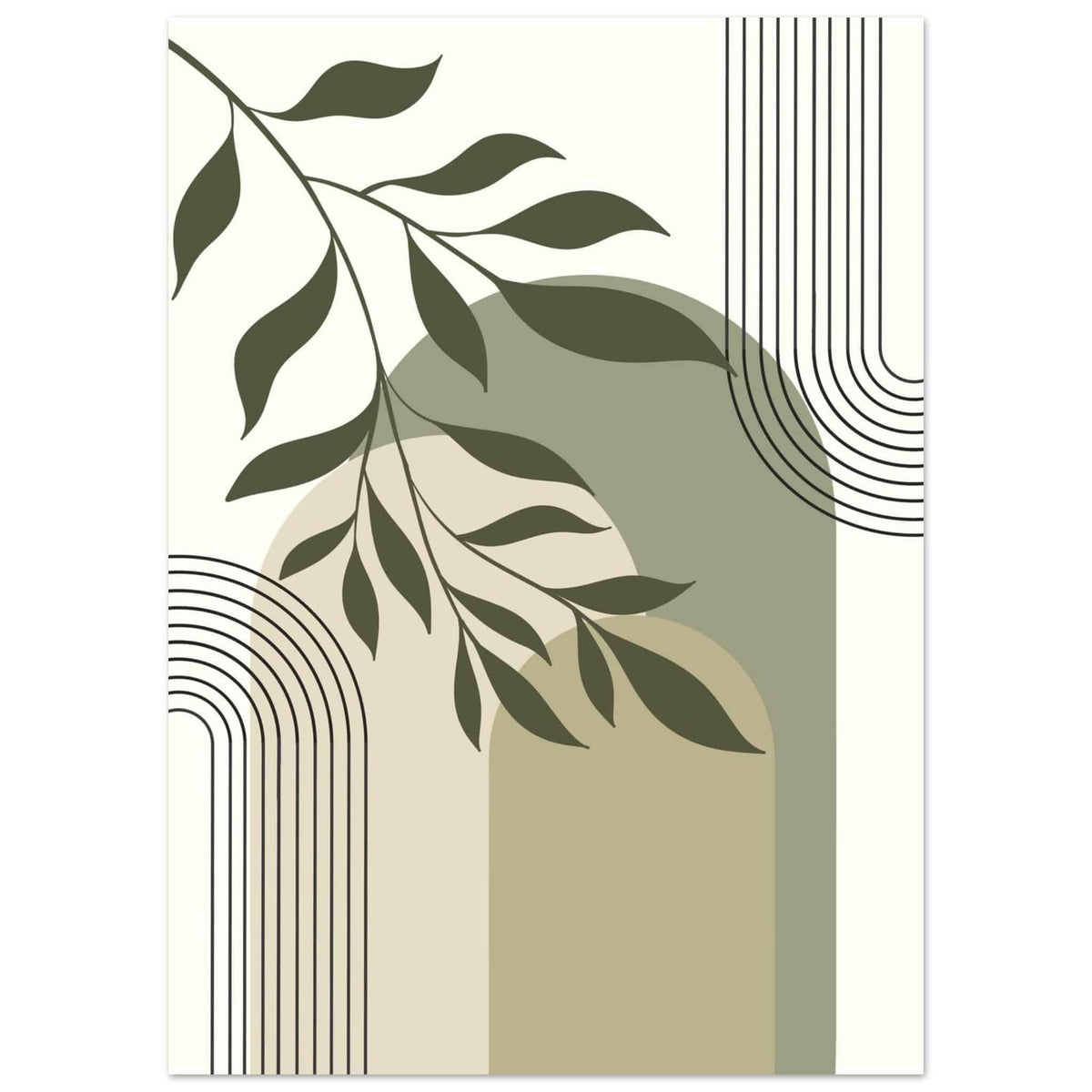 Artfulprints Poster Boho – Olive lines  - 50x70 cm - Groen